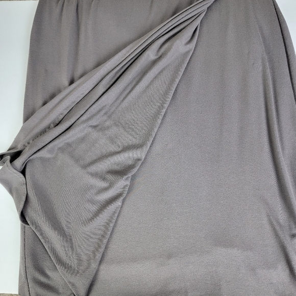 Garnet Hill Brownish/Gray Soft Jersey Knit Faux Wrap Sleeveless Dress Sz 12 - Picture 7 of 11